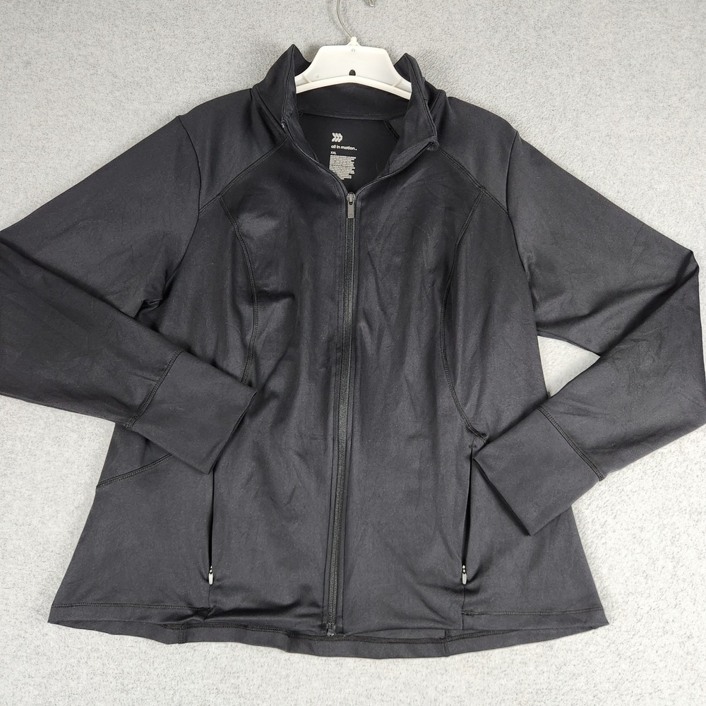 All in Motion Jacket Womens XXL Black Performance Thumbhole Sleeve Full Zip